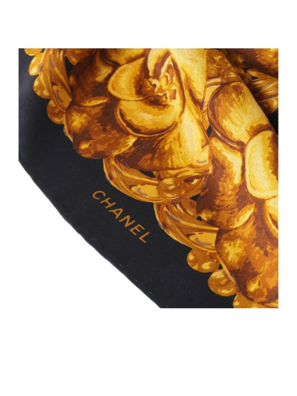 CHANEL Gold Floral Silk Scarf - Picture 2 of 3